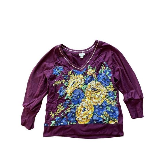 Tiny for Anthropologie Ashlee Floral V-Neck Top Shirt size small - Picture 2 of 10